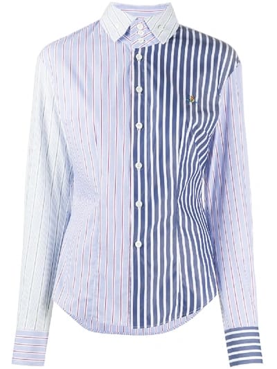 Vivienne Westwood Krall panelled striped Shirt in Blue EU40